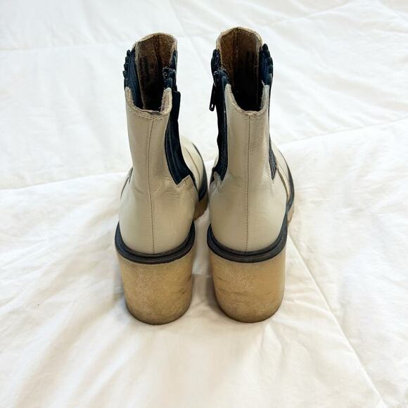 Free People James Chelsea Leather Boots Chunky Heel Cream Women’s Size 37 US 7 - Picture 8 of 12